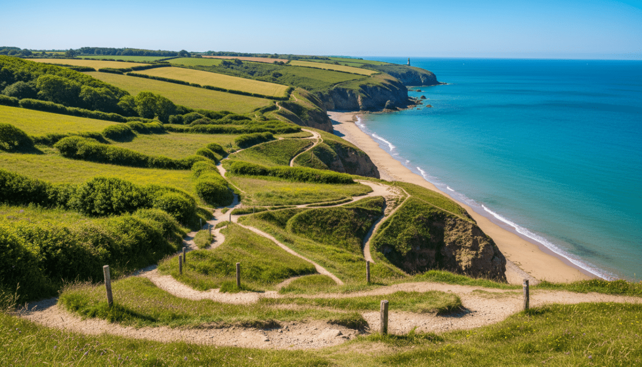 découvrez 8 sentiers de randonnée dans le val de saire, entre paysages côtiers et bocagers, avec traces gpx pour explorer facilement cette magnifique région.